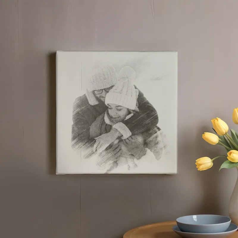 Personalised Charcoal Sketch Canvas Print 10x10 Gift