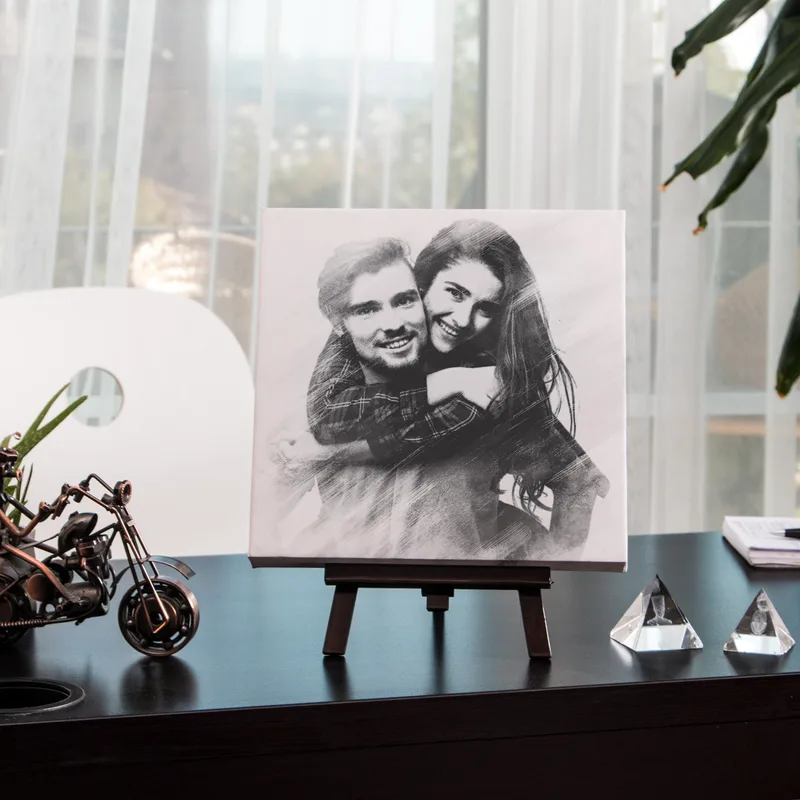 Personalised Charcoal Sketch Canvas Print 10x10 Gift