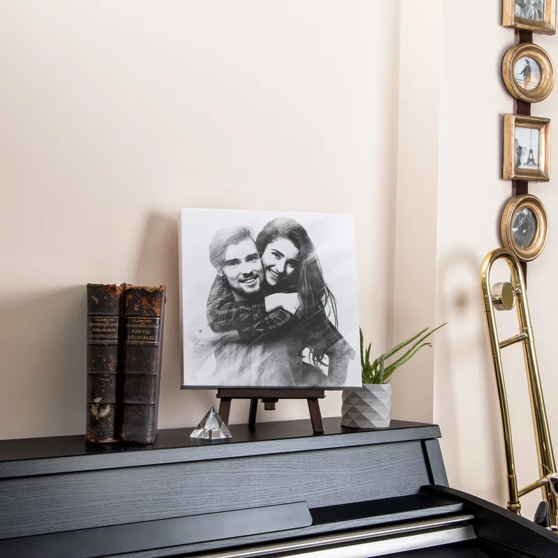 Personalised Charcoal Sketch Canvas Print 10x10 Gift