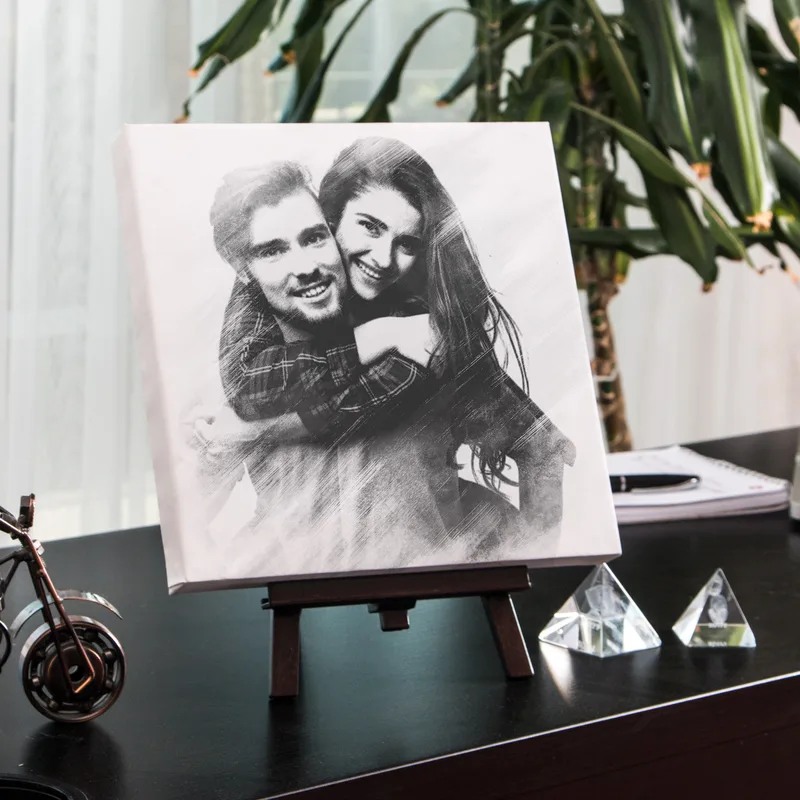 Personalised Charcoal Sketch Canvas Print 10x10 Gift