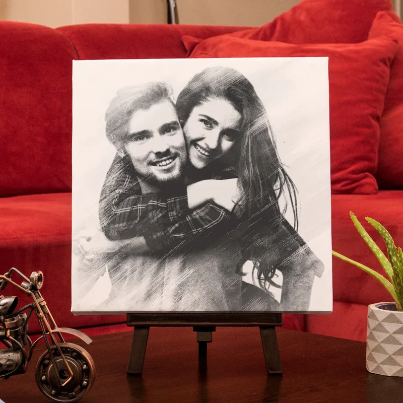 Personalised Charcoal Sketch Canvas Print 10x10 Gift