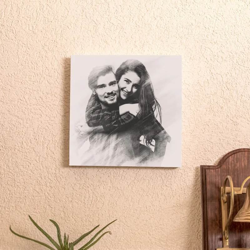 Personalised Charcoal Sketch Canvas Print 10x10 Gift