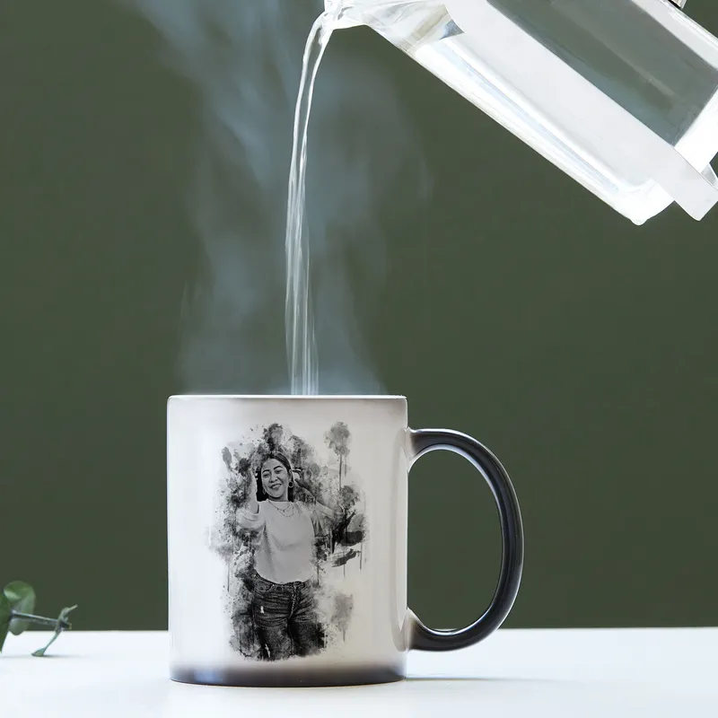 Personalized Charcoal Design Photo Printed Magic Mug