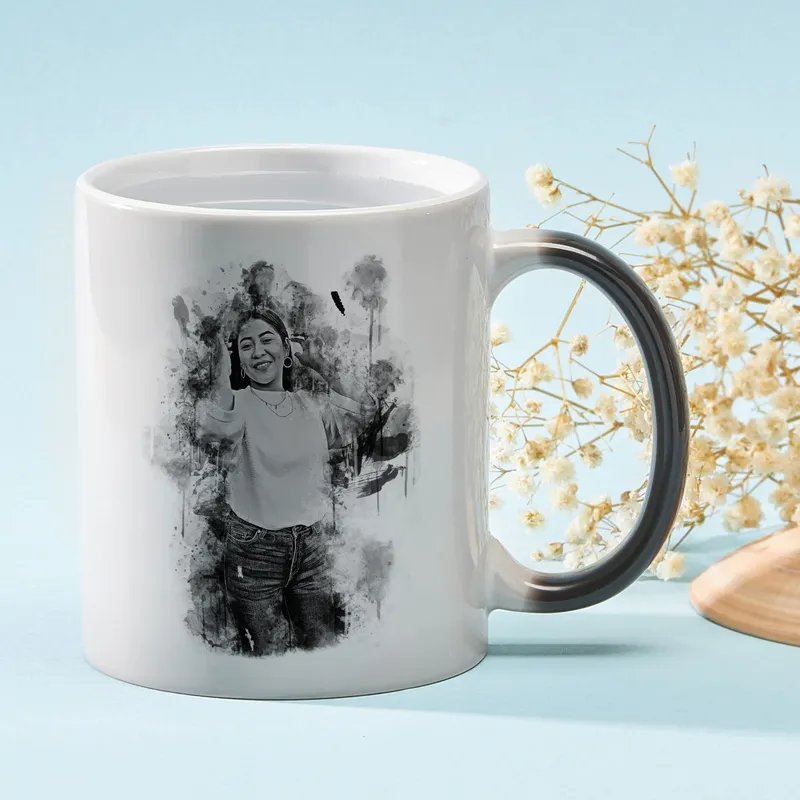 Personalized Charcoal Design Photo Printed Magic Mug