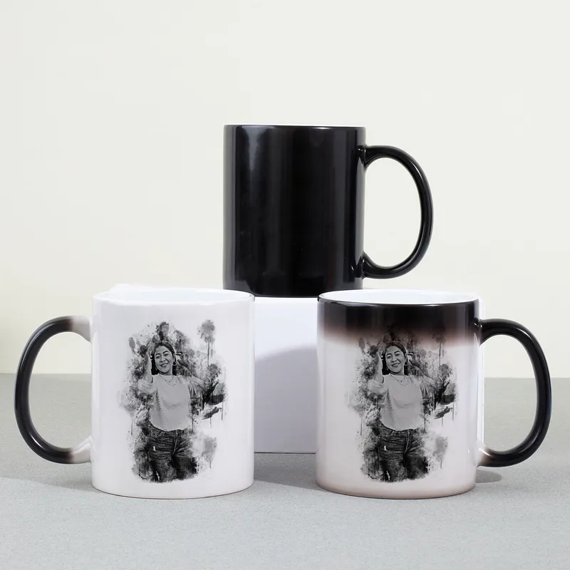 Personalized Charcoal Design Photo Printed Magic Mug