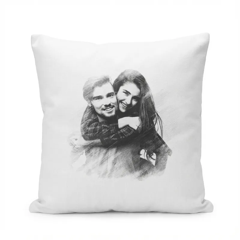 Personalised Charcoal Sketch Cushion for Unique Home Decor