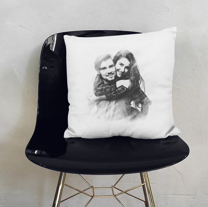 Personalized Charcoal Illustration Pillow Cushion