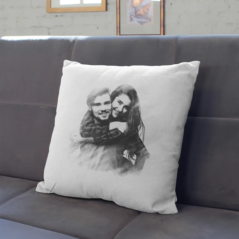 Personalized Charcoal Illustration Pillow Cushion