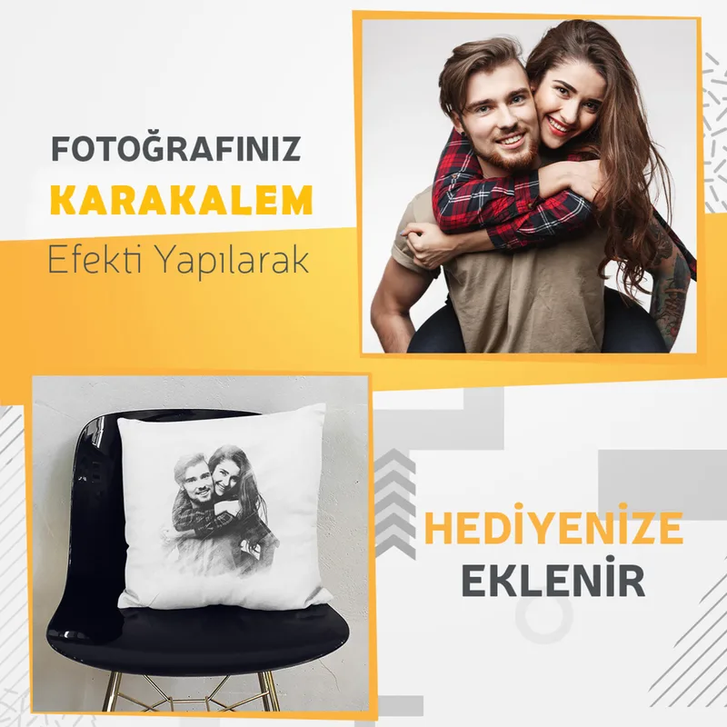 Personalized Charcoal Illustration Pillow Cushion