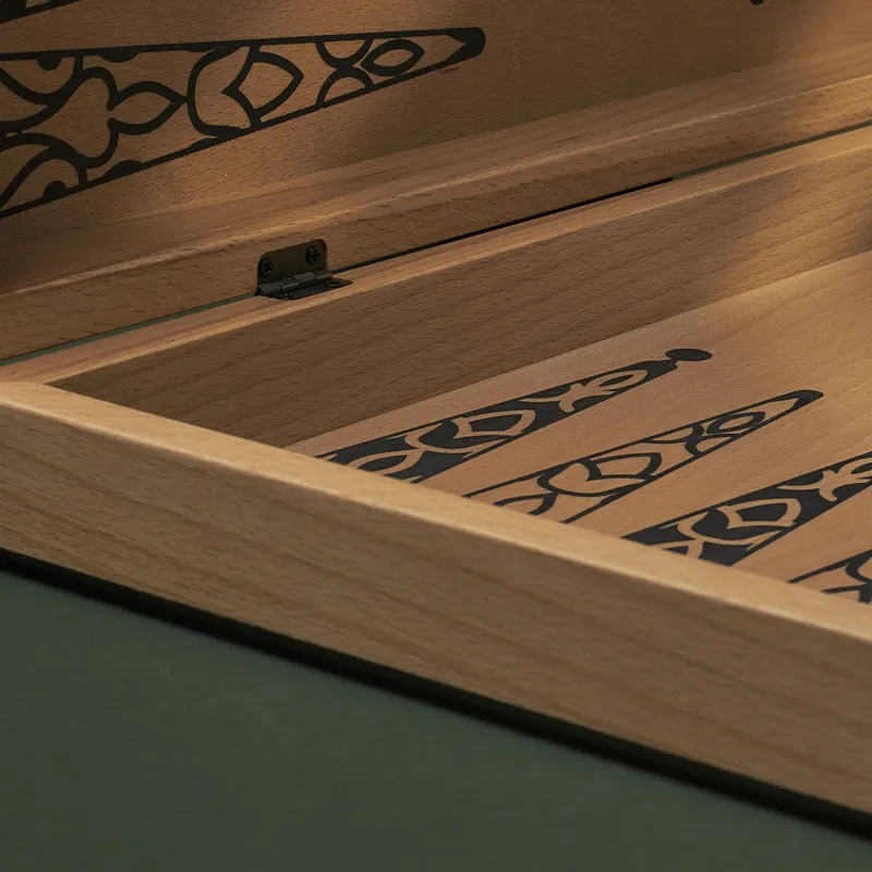 Personalized Checkered Backgammon with Name and Date Beechwood