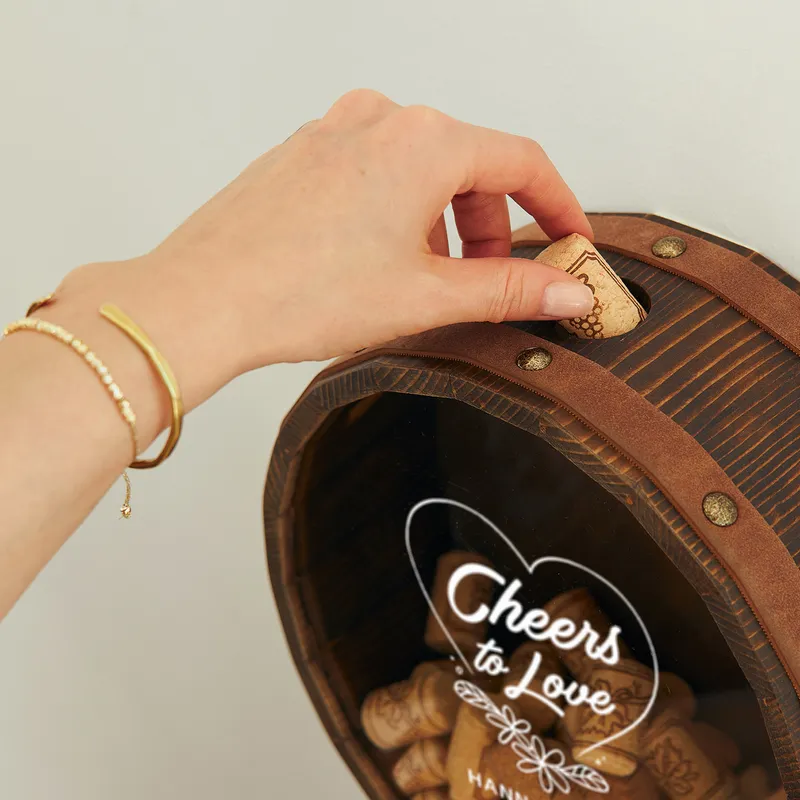 Personalized Cheers to Love Wine Cork Keepsake Box for Couples