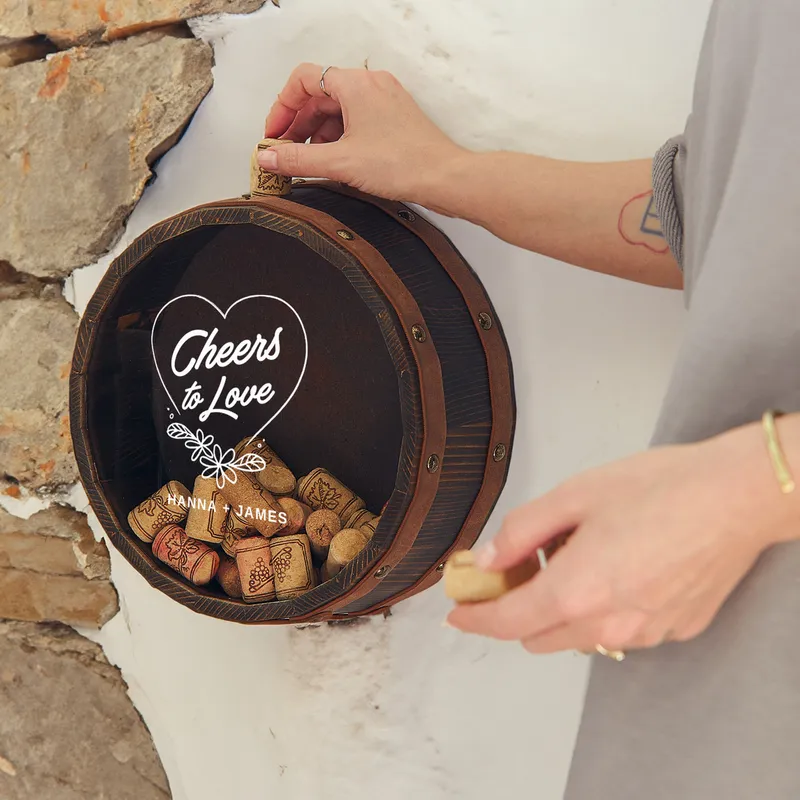 Personalized Cheers to Love Wine Cork Keepsake Box for Couples