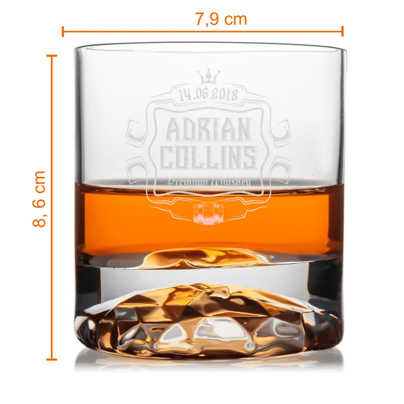 Personalized Chicago 2 Piece Whiskey Glasses Set Matte Black Box