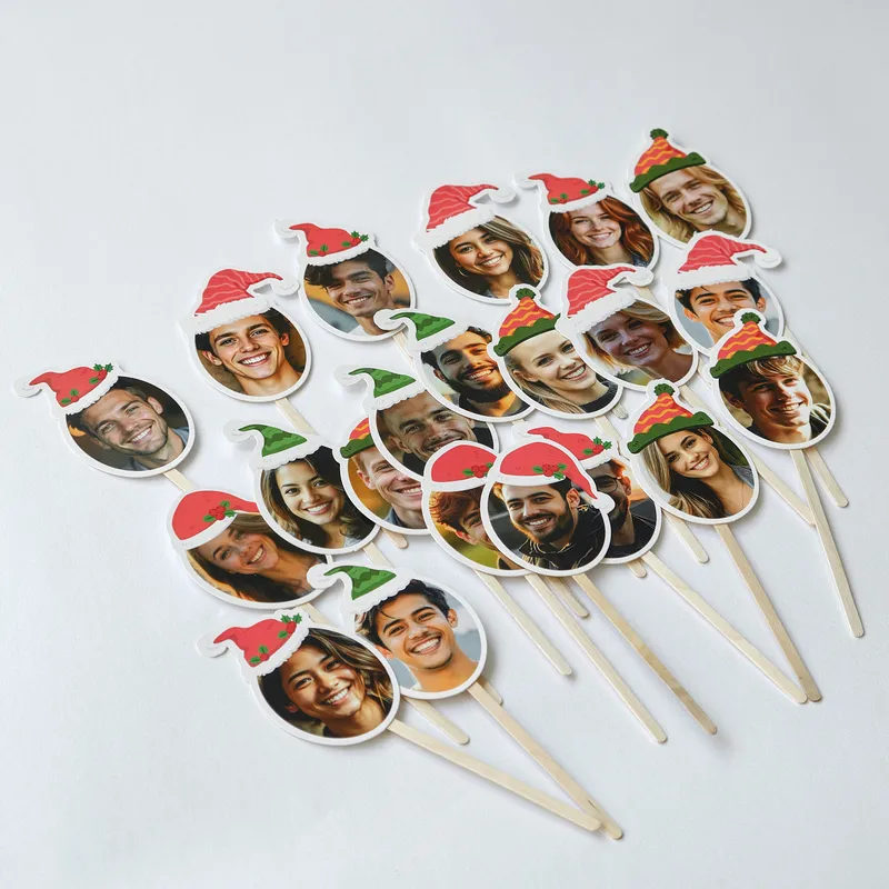 Personalized Christmas Eve Photo Cake Toppers