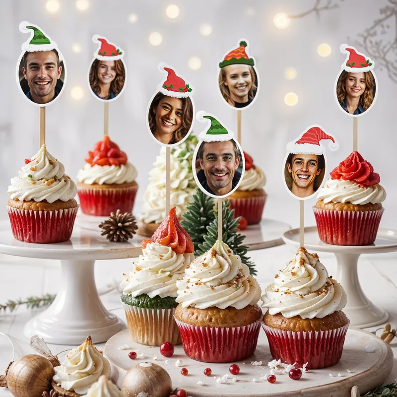 Personalized Christmas Eve Photo Cake Toppers