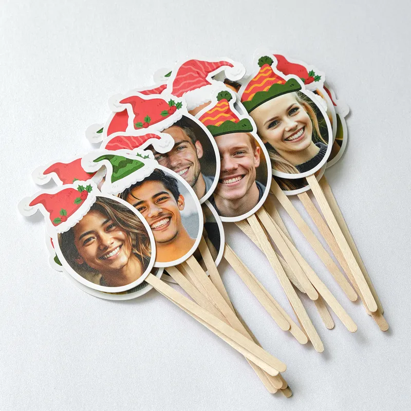 Personalized Christmas Eve Photo Cake Toppers