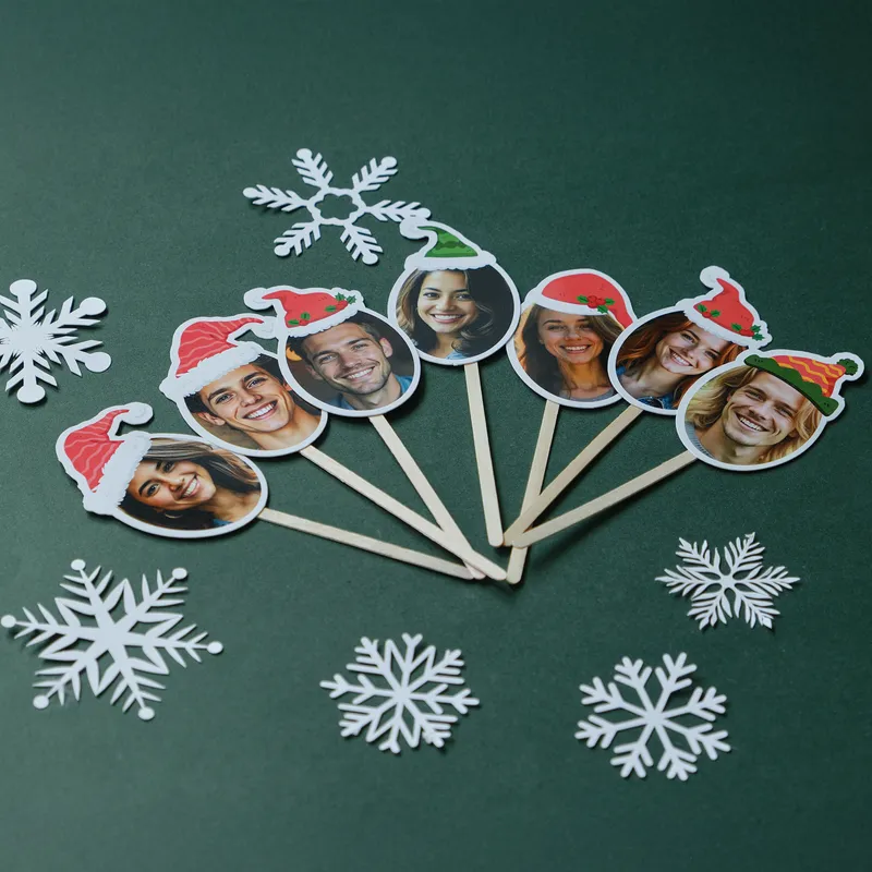 Personalized Christmas Eve Photo Cake Toppers