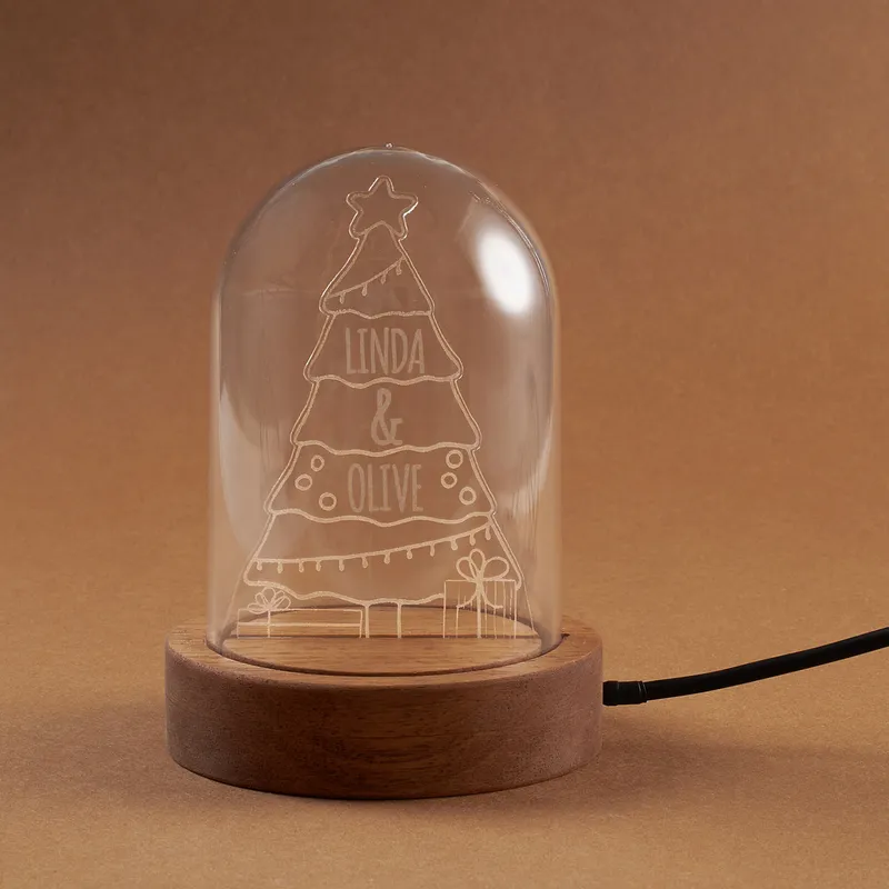 Personalized Christmas Snow Globe LED Lamp