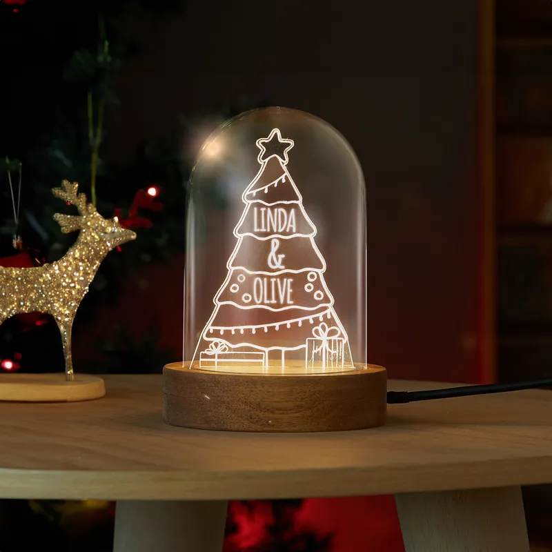 Personalized Christmas Snow Globe LED Lamp