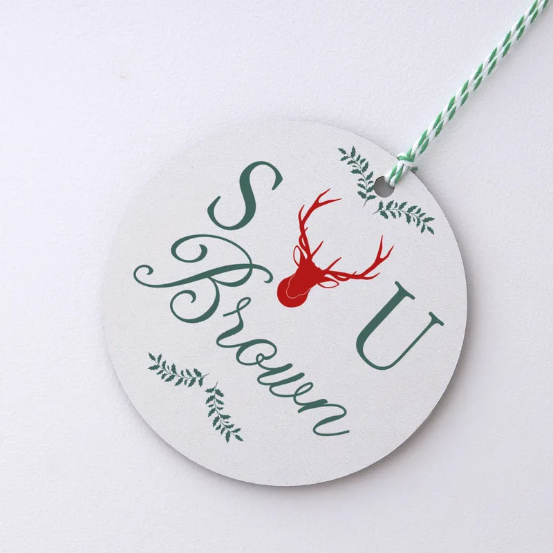 Personalized Christmas Tree Ornamed with Initials and Last name