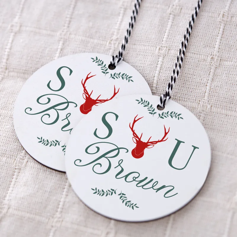 Personalized Christmas Tree Ornamed with Initials and Last name