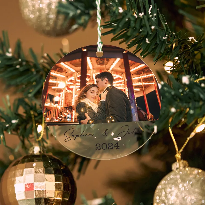 Personalised Photo Christmas Ornament with Name
