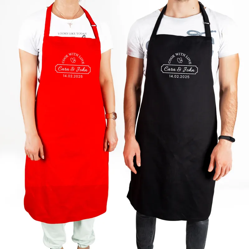 Personalized Cook With Love Apron for Couples