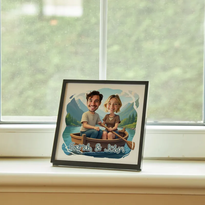 Personalised Couple Caricature Photo Frame Gift