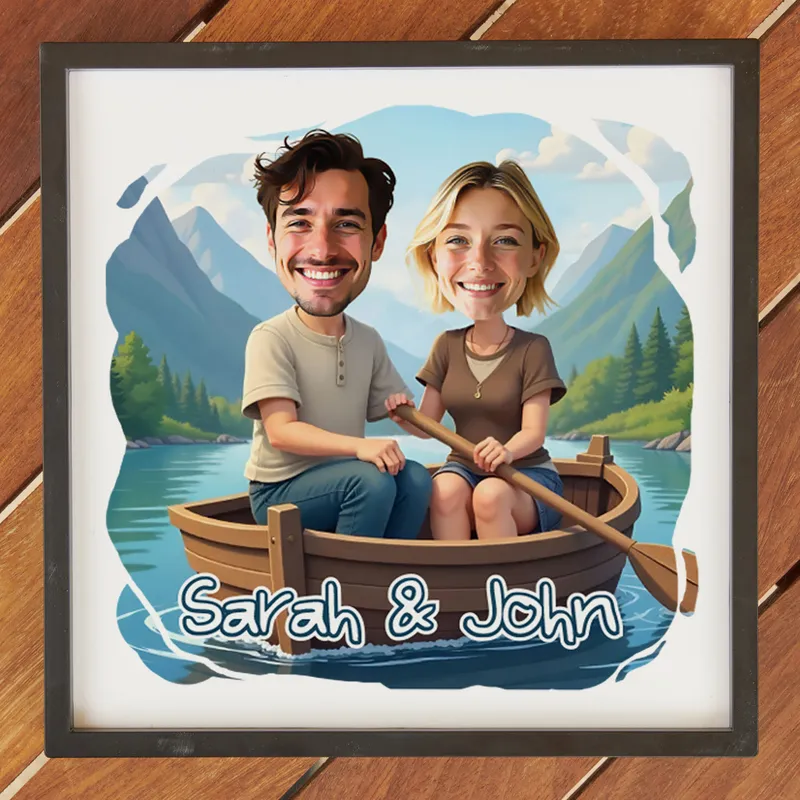 Personalised Couple Caricature Photo Frame Gift