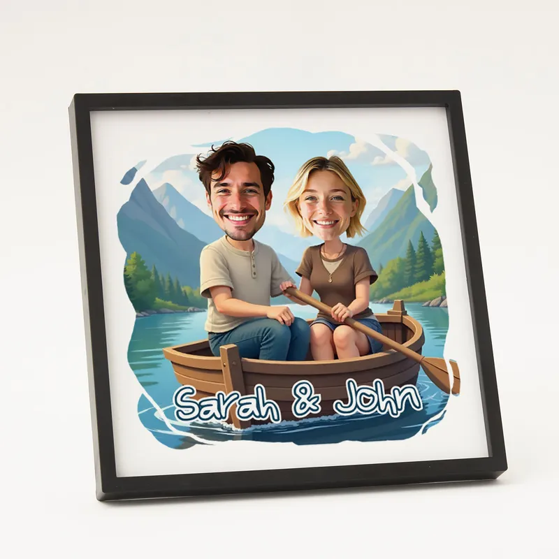 Personalised Couple Caricature Photo Frame Gift