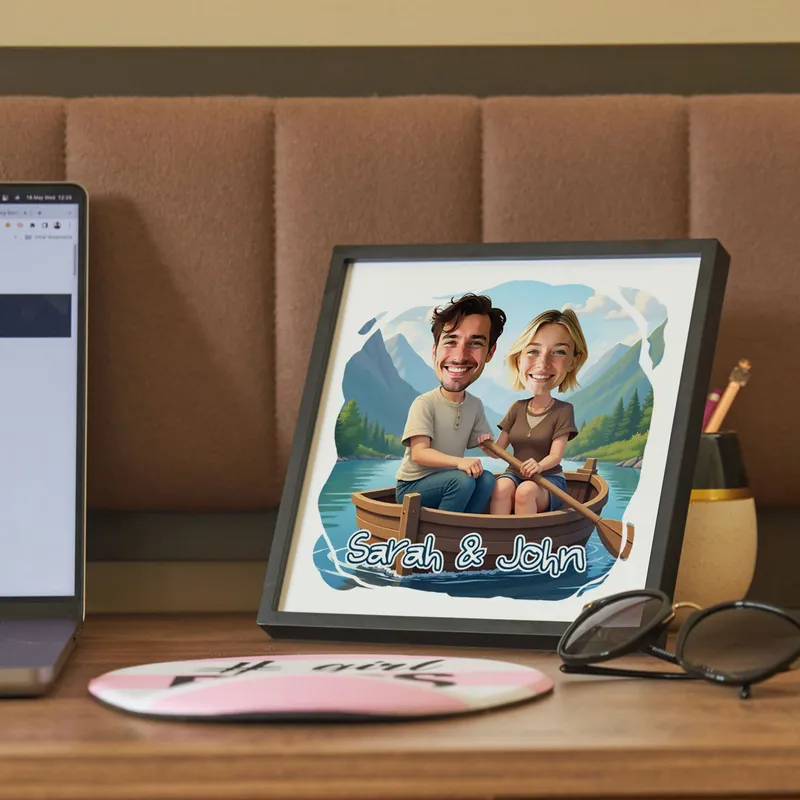Personalised Couple Caricature Photo Frame Gift