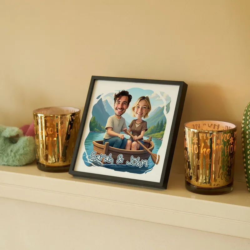 Personalised Couple Caricature Photo Frame Gift