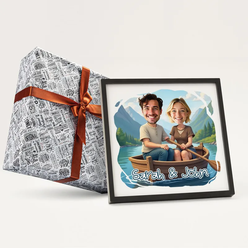 Personalised Couple Caricature Photo Frame Gift