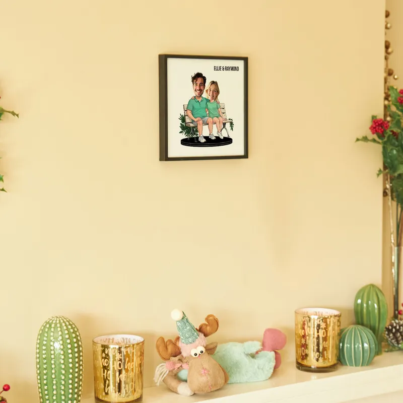 Personalised Couple Cartoon Frame with Bench Design