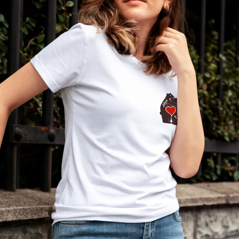 Personalized Couples Bear Print Matching Tees