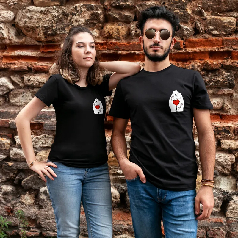 Personalized Couples Bear Print Matching Tees