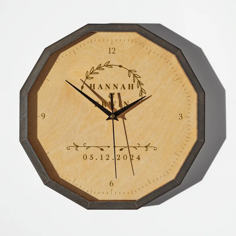 Personalized Couples Wooden Wall Clock for Home Decor
