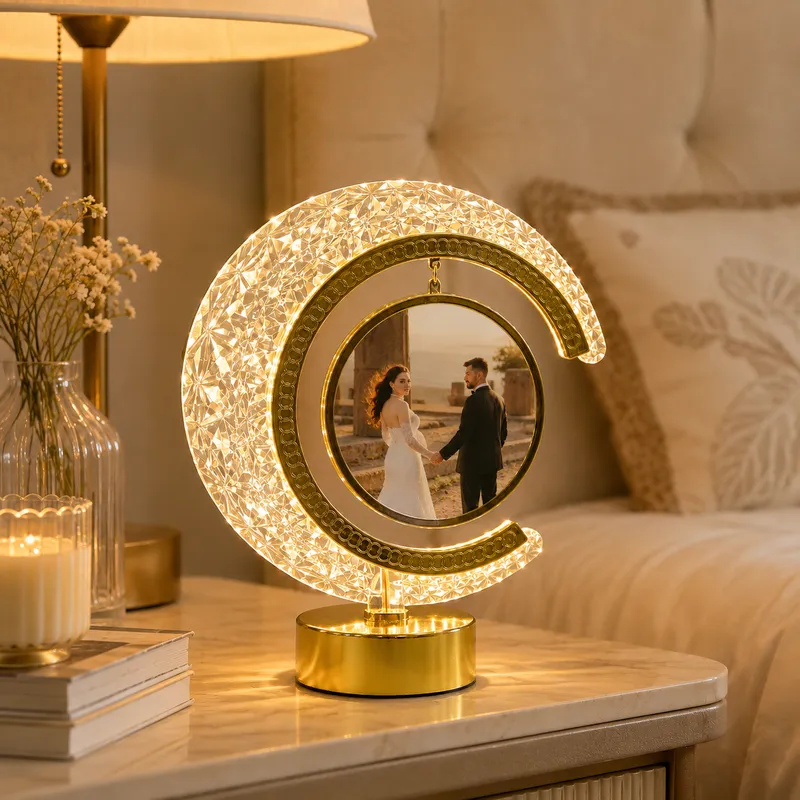 Personalized Crystal Moon Photo Frame with LED Light