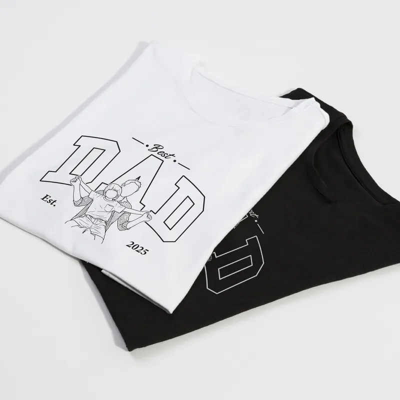 Personalized Dad and Child Line Art Matching T Shirts
