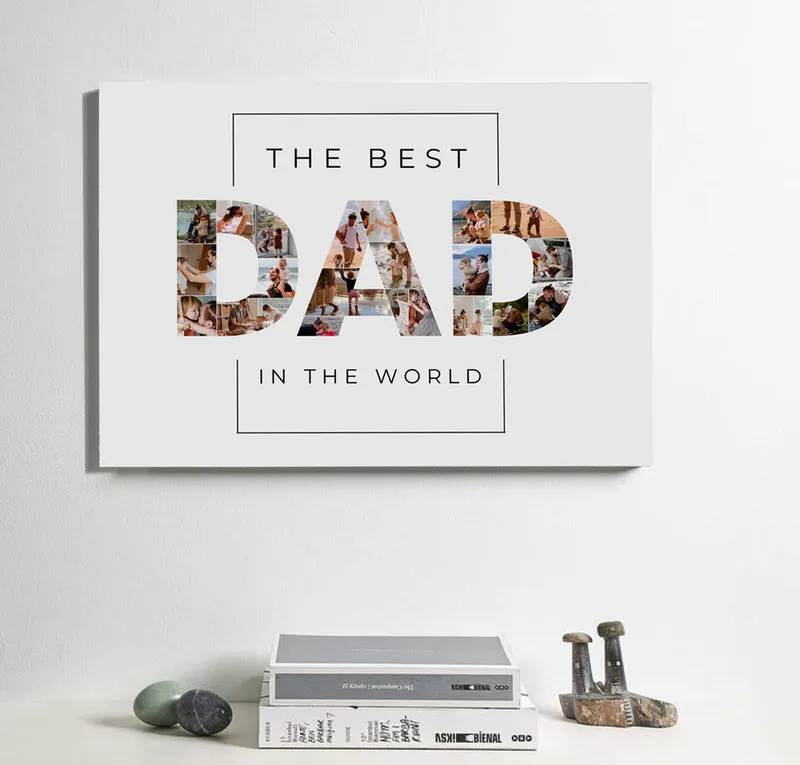 Personalized Dad Photo Collage Canvas Print 12x16