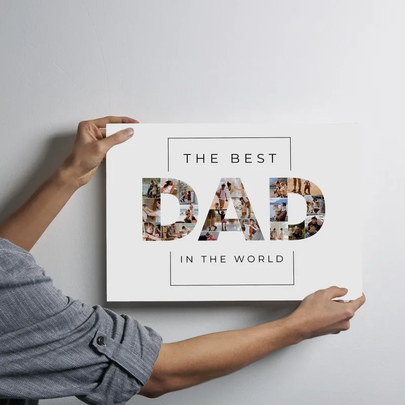 Personalized Dad Photo Collage Canvas Print 12x16