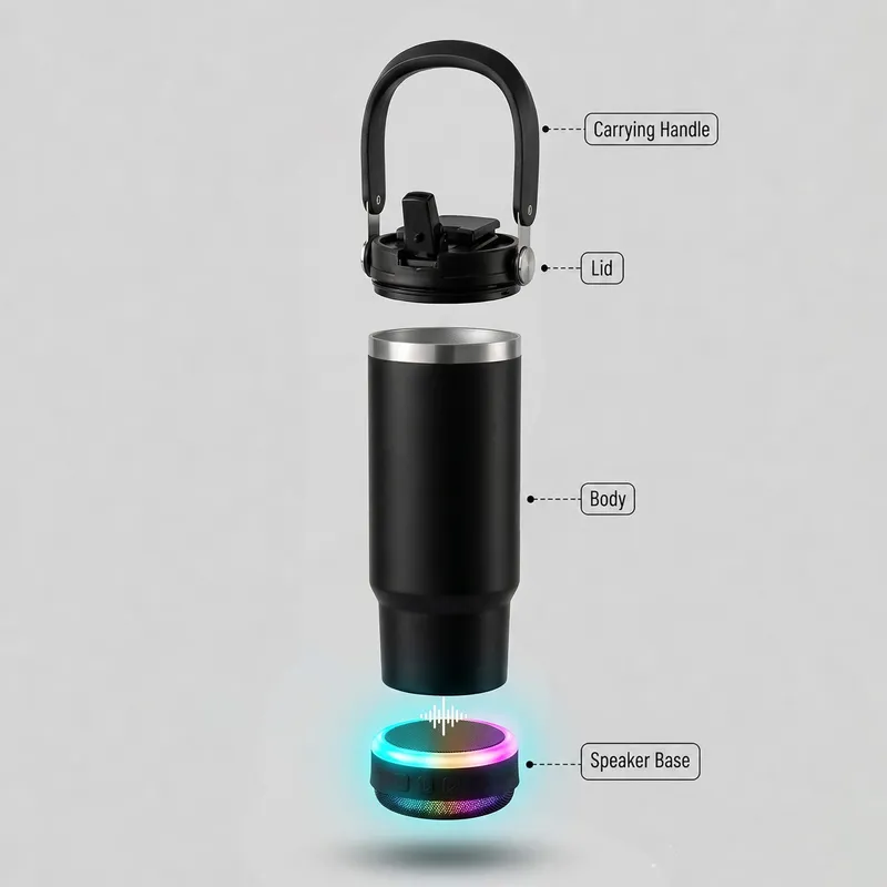 Personalized Dad Thermos with Bluetooth Speaker