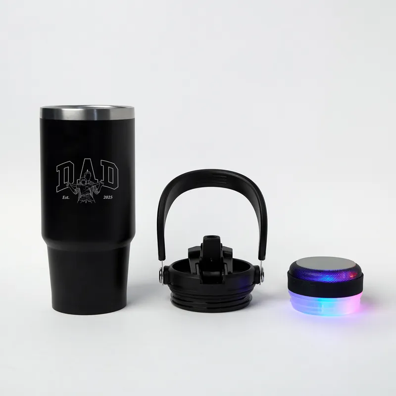 Personalized Dad Thermos with Bluetooth Speaker