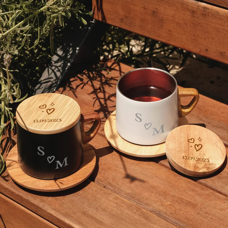 Personalized Date and Initials Insulated Mug for Couples