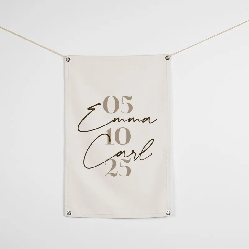 Personalized Date and Names Wall Banner - 17 x 27 inches