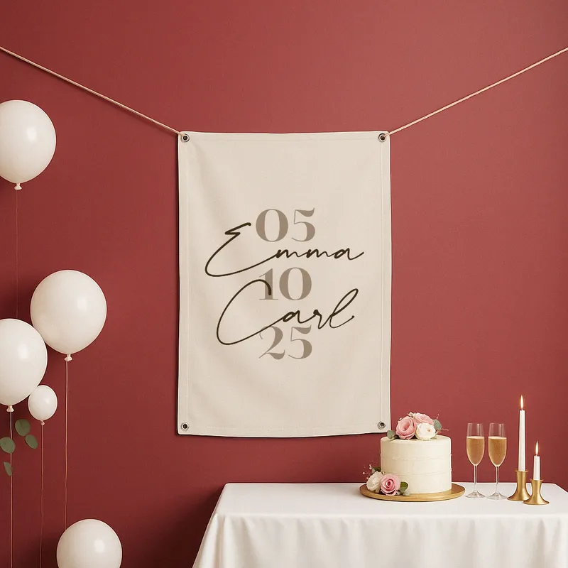 Personalized Date and Names Wall Banner - 17 x 27 inches