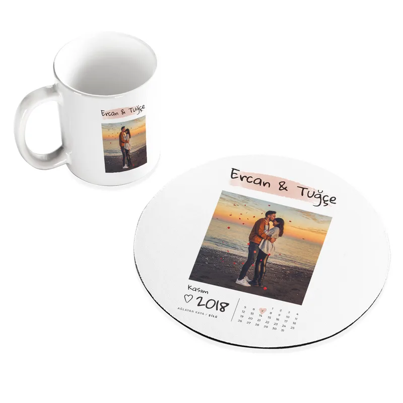 Personalized Day-Printed Photo Mug and Mouse Pad Set for Your Loved One