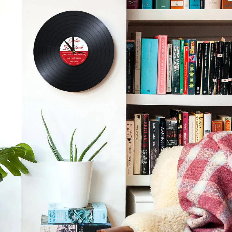 Personalised Vinyl Record Wall Clock for Romantic Home Decor