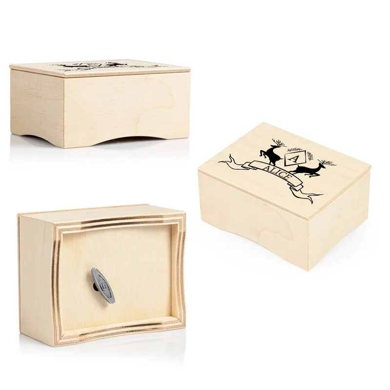 Personalized Deer Design Wind Up Wooden Music Box
