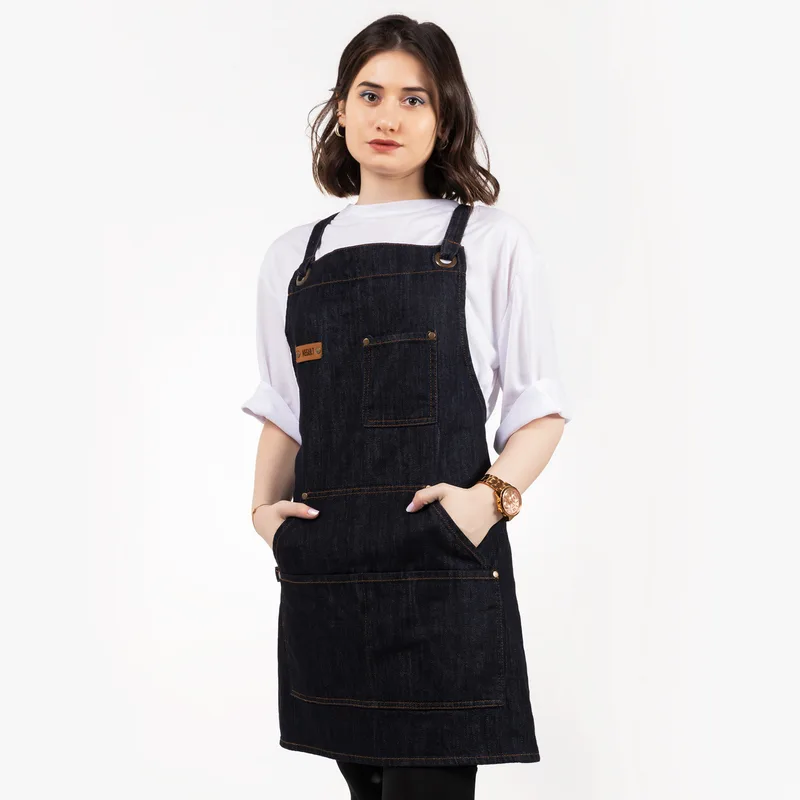 Personalised Denim Apron with Leather Accents for Men and Women